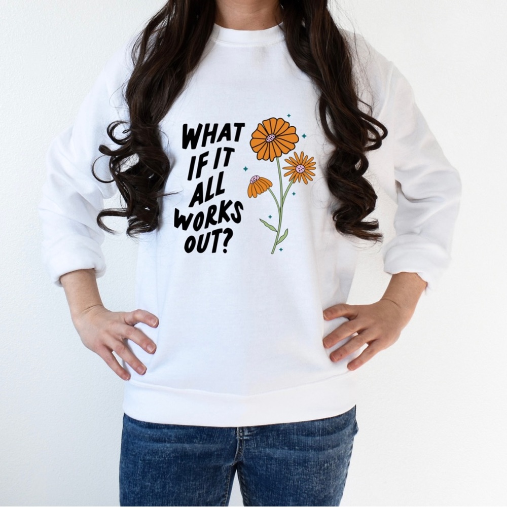 What if it all works out mental health crewneck sweatshirt oversized large - Picture 4 of 11